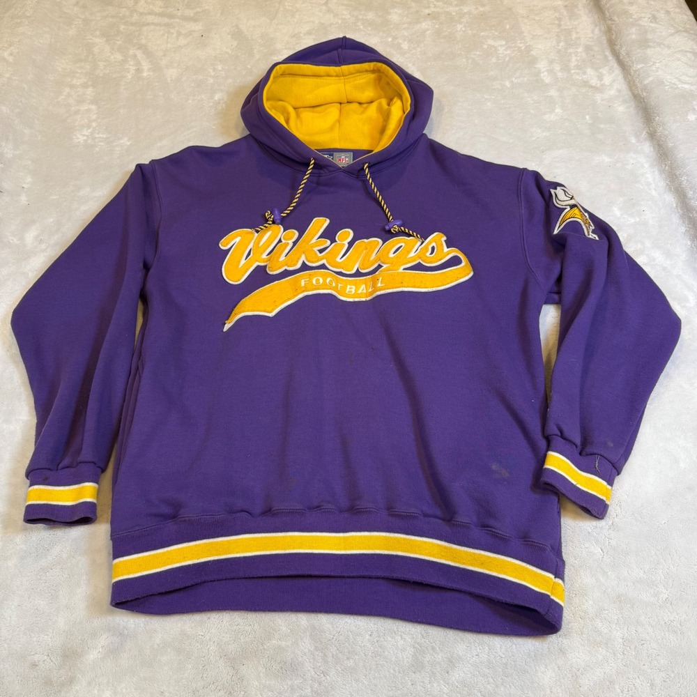 Vintage Starter NFL Minnesota Vikings Hoodie Mens Medium Purple 90s Pullover